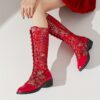 Newness Bloomsbury Floral Knee High Boots Elevate your style with these stunning floral knee high boots perfect for any occasion