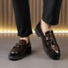 Newness Casablanca Mens Fringed Loafers in premium PU leather showcasing the vintage inspired design and comfortable fit