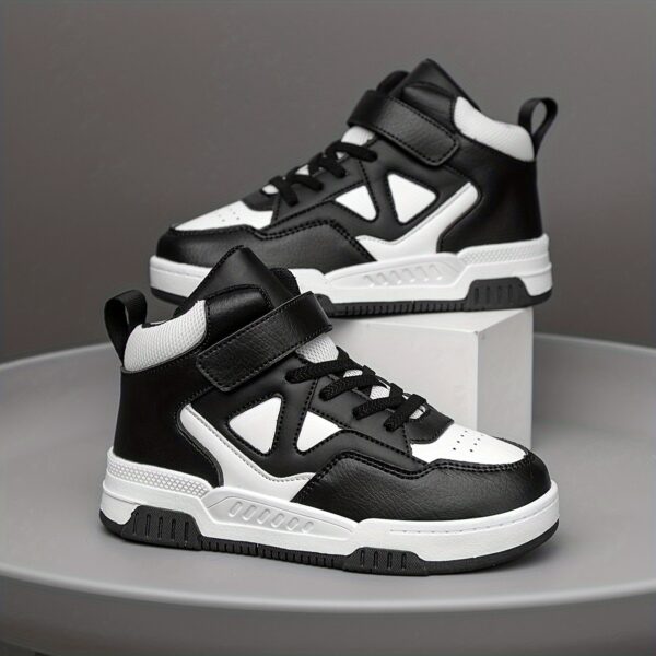 Stylish Retro Pixel Geometric Sneakers for kids by Newness. These sneakers feature a vibrant geometric pixel design.