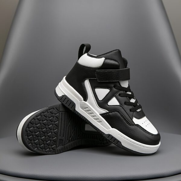 Stylish Retro Pixel Geometric Sneakers for kids by Newness. These sneakers feature a vibrant geometric pixel design.