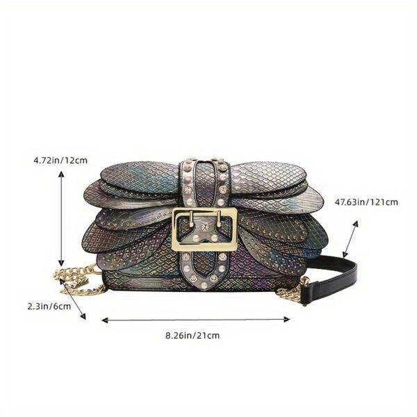 Newness Iridescent Butterfly Holographic Crossbody Bag in iridescent holographic finish. Chic and versatile crossbody bag perfect for everyday use.