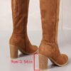 Newness Uptown Girl Knee High Boots Stylish brown leather knee high boots with a pointed toe and block heel perfect for elevating any outfit