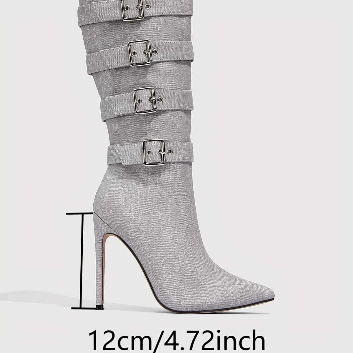 Newness Ascension Stiletto Buckle Boots Elevate your look with these stunning stiletto boots featuring a chic buckle detail