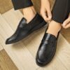 Newness Mens Slip On Loafers Effortless style meets ultimate comfort Brown leather loafers with a classic silhouette perfect for everyday wear