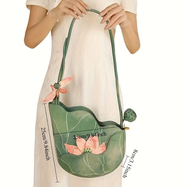 Newness Serene Lotus Embroidered Bag, showcasing exquisite floral embroidery, perfect for any occasion.