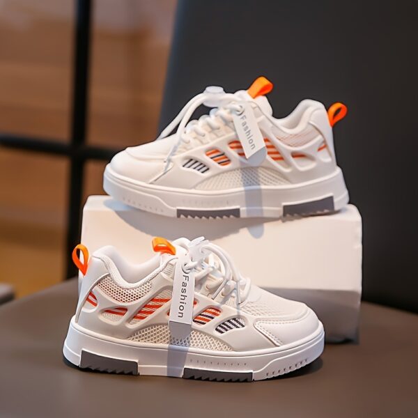 Stylish and breathable Newness Summer Breeze Kids Stripe Sneakers, perfect for spring, summer, and fall. Image shows kids' striped sneakers in a close-up.