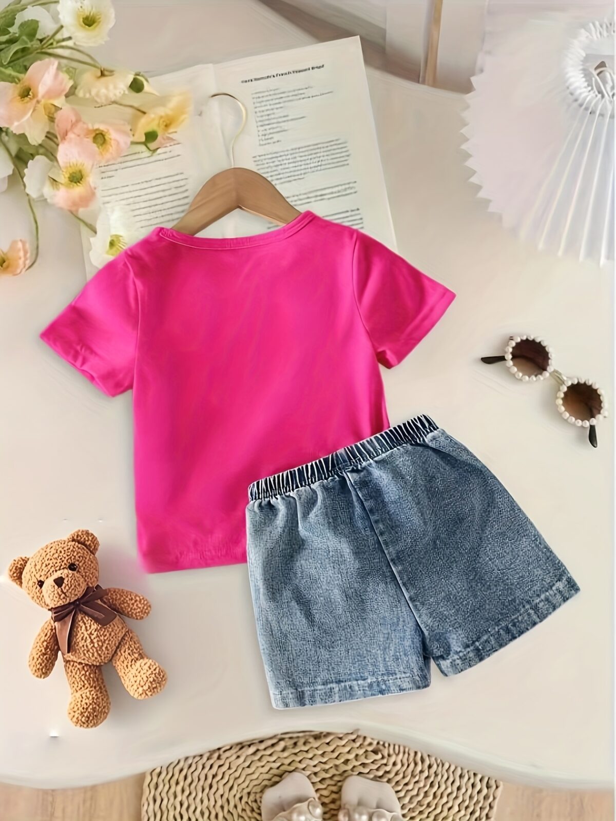 Adorable girls denim set with a cute bowknot perfect for spring summer or fall Shop Newness for stylish kids fashion
