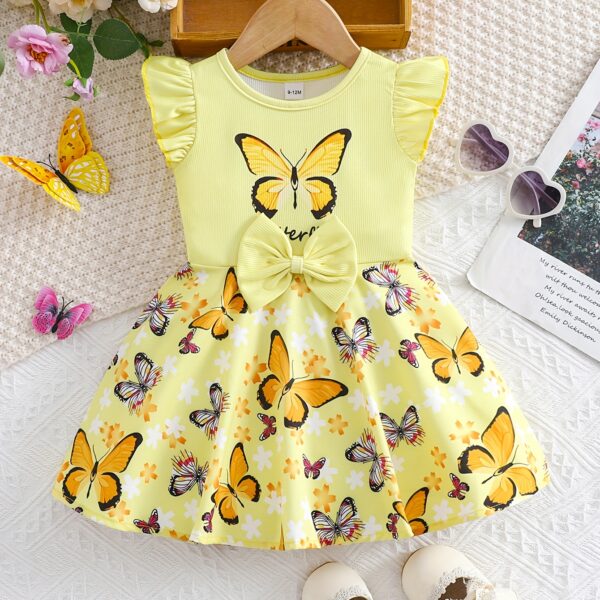 Adorable baby girl in a lavender butterfly dress, perfect for summer. Newness.