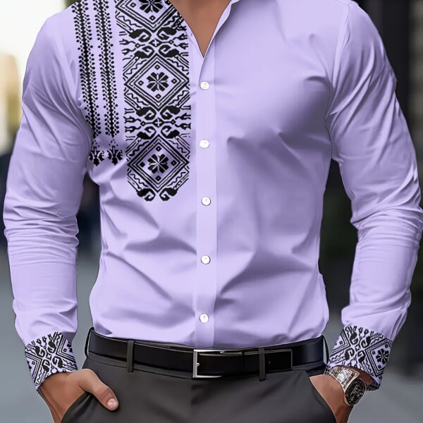Newness Cairo Nights Floral Print Shirt: A stunning, breathable polyester shirt in a vibrant floral print, perfect for spring and fall. Model showcases the shirt's flattering fit and versatile style.