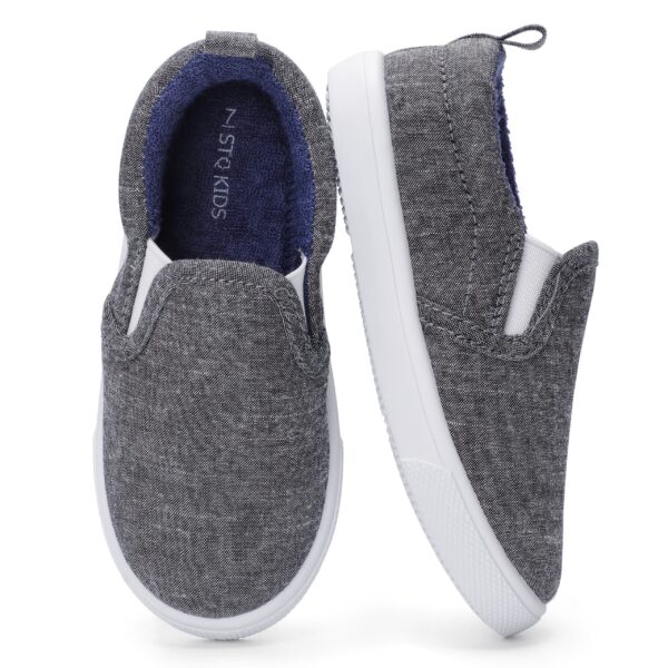 Stylish and comfortable preppy plaid canvas slip-on shoes for boys, perfect for casual wear.