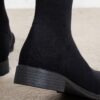 Newness Sculptural Knit Knee High Boots Womens stylish knee high boots in a form fitting knit fabric Showcase your legs in these trendy boots perfect for fall and winter