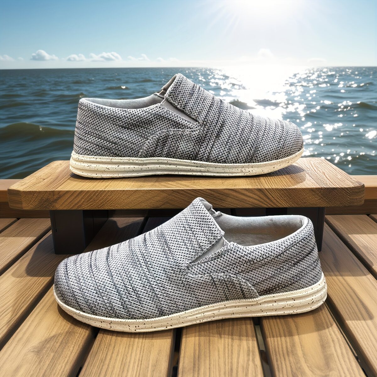 Newness Coastal Breeze Breathable Slip On Sneakers in white showcasing their comfortable design and breathable fabric Perfect for everyday wear