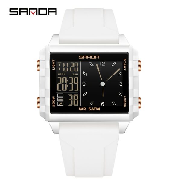 Newness Apex Digital Sports Watch: Sleek black digital watch with stylish accents, perfect for workouts and everyday wear.
