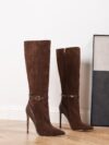 Newness Midnight Bloom Brown Stiletto Boots Elevate your style with these stunning brown stiletto boots perfect for parties and formal events