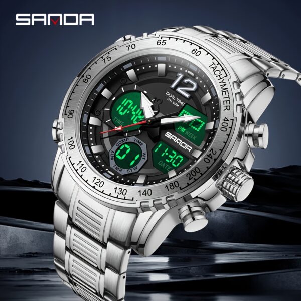 SANDA Apex Men's Digital Watch: Durable, stylish, and modern design.