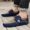 Navy blue MAINALUN Mens Fabric Loafers breathable and non slip perfect for any occasion