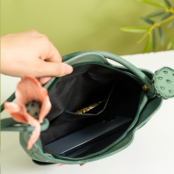 Newness Serene Lotus Embroidered Bag, showcasing exquisite floral embroidery, perfect for any occasion.