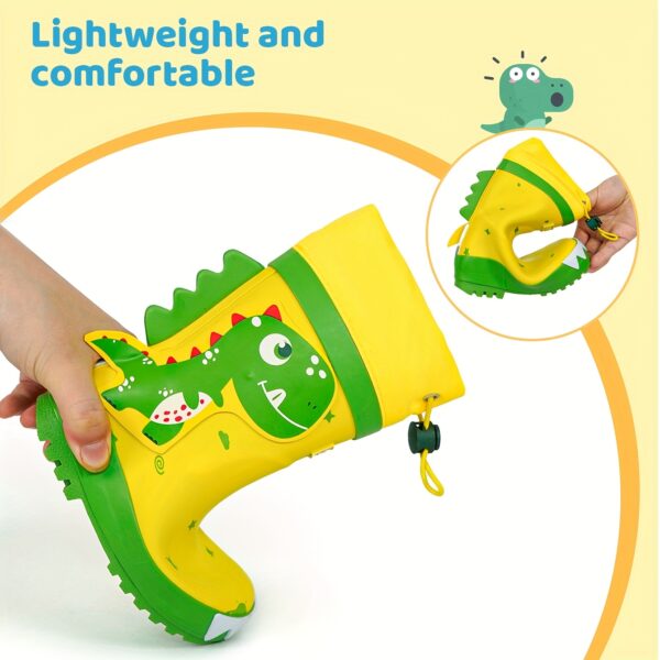 Newness Adventure-Ready Dino Rain Boots: Adorable dinosaur rain boots, perfect for kids' rainy day adventures.