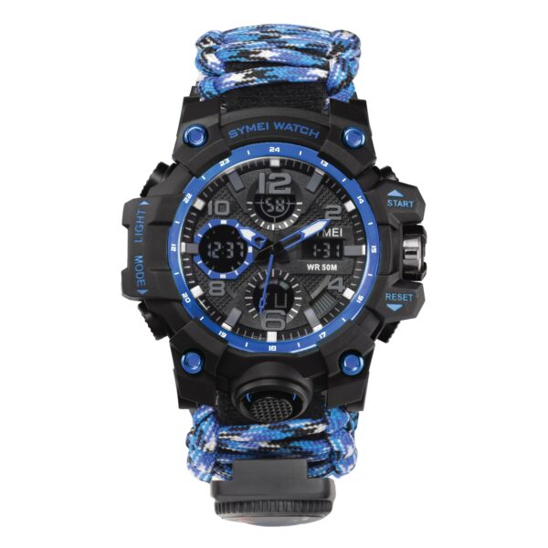 Newness Apex Navigator men's digital sports watch, showcasing its durable design and sleek style. The watch features are highlighted.