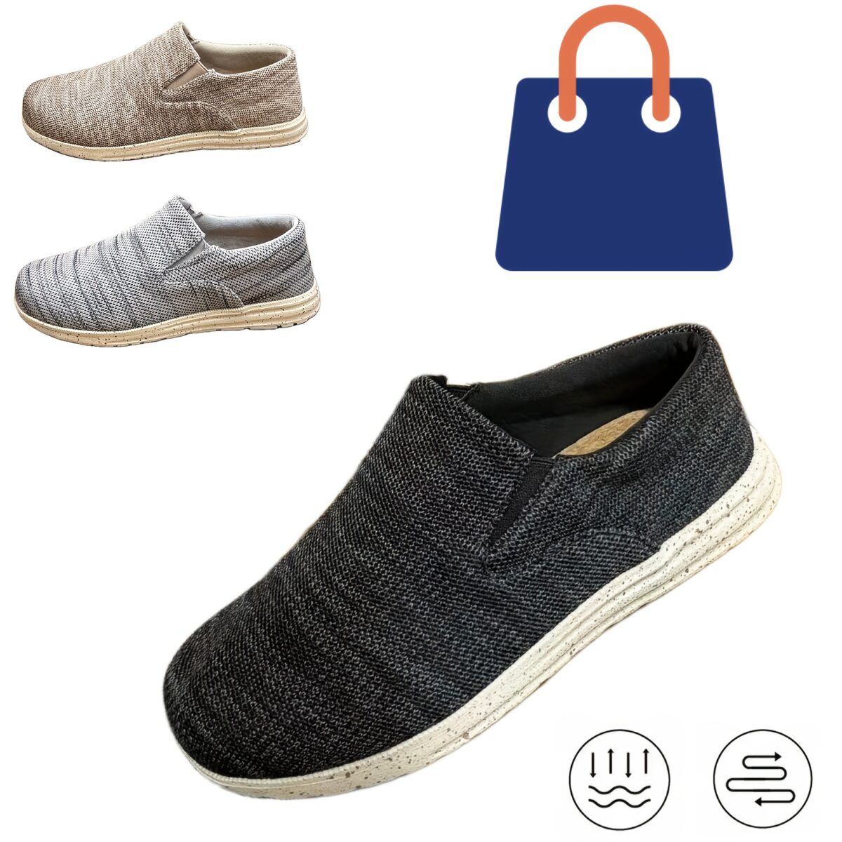 Newness Coastal Breeze Breathable Slip On Sneakers in white showcasing their comfortable design and breathable fabric Perfect for everyday wear