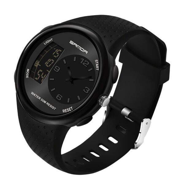 Newness Apex Digital Sports Watch: Sleek black digital watch with multiple features, perfect for any activity.
