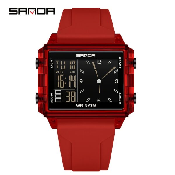Newness Apex Digital Sports Watch: Sleek black digital watch with stylish accents, perfect for workouts and everyday wear.
