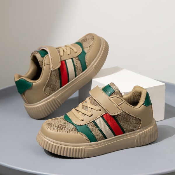 Stylish and vibrant color-block striped kids' sneakers by Newness. Lightweight and durable, perfect for everyday wear.