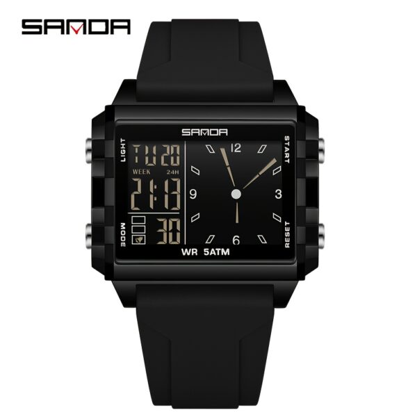Newness Apex Digital Sports Watch: Sleek black digital watch with stylish accents, perfect for workouts and everyday wear.