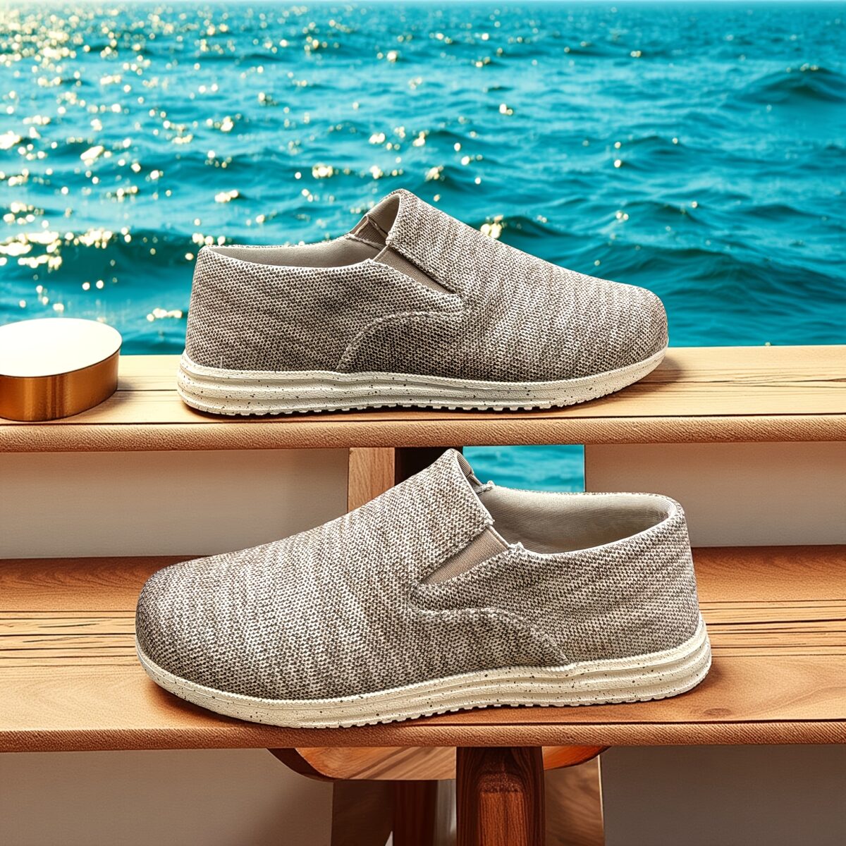 Newness Coastal Breeze Breathable Slip On Sneakers in white showcasing their comfortable design and breathable fabric Perfect for everyday wear