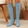 Midnight Bloom Stiletto Boots by VIPMRSKING Stunning stiletto boots in a rich dark color perfect for elevating any outfit