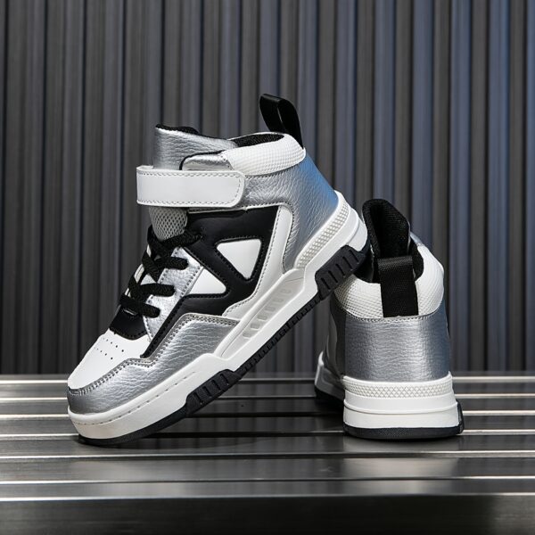 Stylish Retro Pixel Geometric Sneakers for kids by Newness. These sneakers feature a vibrant geometric pixel design.