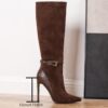 Newness Midnight Bloom Brown Stiletto Boots Elevate your style with these stunning brown stiletto boots perfect for parties and formal events
