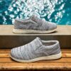 Newness Coastal Breeze Breathable Slip On Sneakers in white showcasing their comfortable design and breathable fabric Perfect for everyday wear