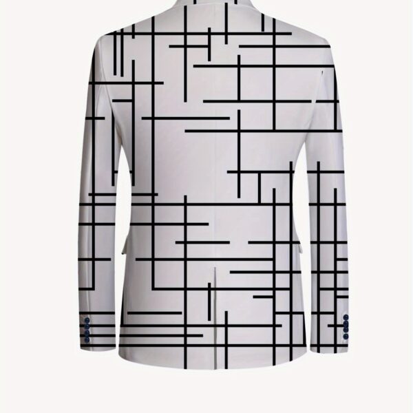 The Architect Geometric Print Blazer from Newness. A modern, chic blazer featuring a striking geometric print, perfect for any occasion.