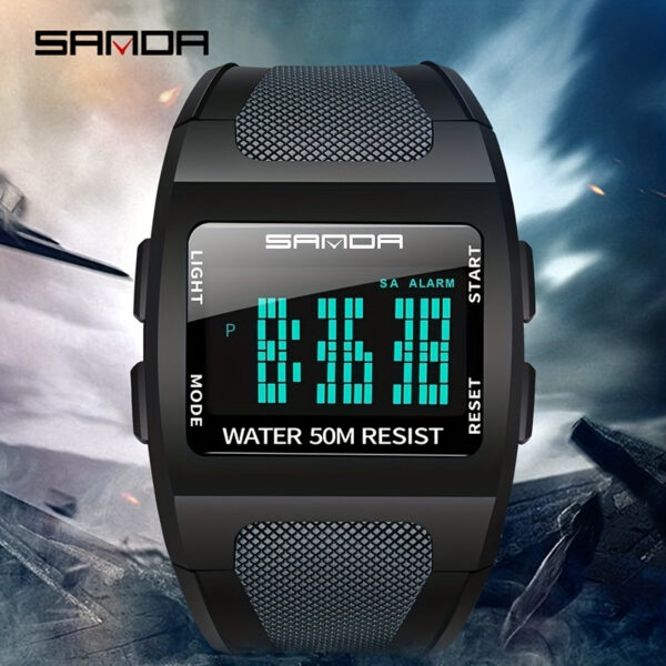 The Newness Apex Digital Sports Watch, showcasing its sleek design and advanced features, perfect for an active lifestyle. Highlighting its durable build and modern aesthetic.