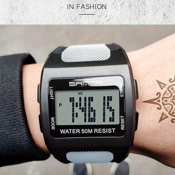 The Newness Apex Digital Sports Watch, showcasing its sleek design and advanced features, perfect for an active lifestyle. Highlighting its durable build and modern aesthetic.