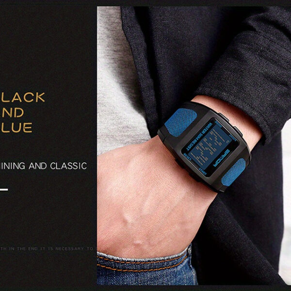 The Newness Apex Digital Sports Watch, showcasing its sleek design and advanced features, perfect for an active lifestyle. Highlighting its durable build and modern aesthetic.