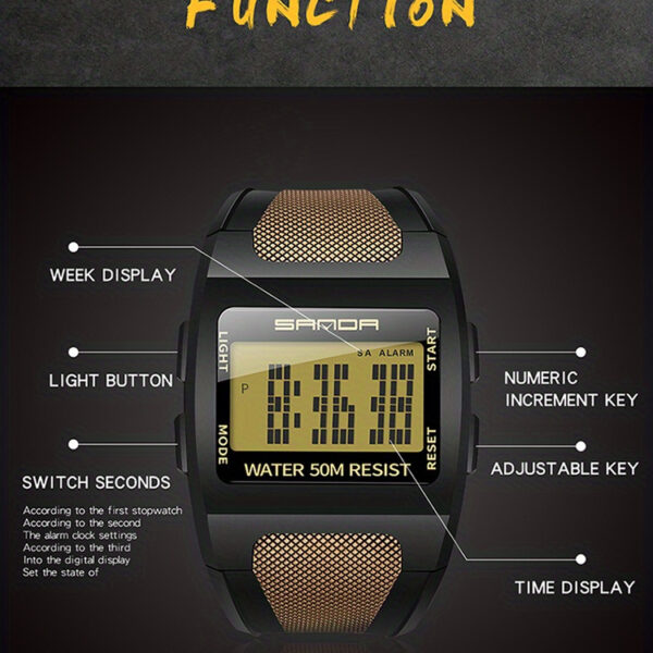 The Newness Apex Digital Sports Watch, showcasing its sleek design and advanced features, perfect for an active lifestyle. Highlighting its durable build and modern aesthetic.