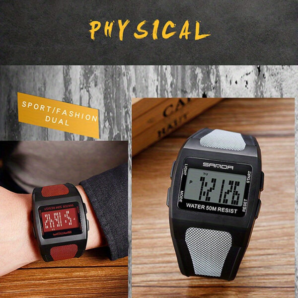 The Newness Apex Digital Sports Watch, showcasing its sleek design and advanced features, perfect for an active lifestyle. Highlighting its durable build and modern aesthetic.