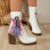 Newness Artistic Print Platform Boots Elevate your style with these chic platform boots perfect for any occasion Featuring a striking artistic print