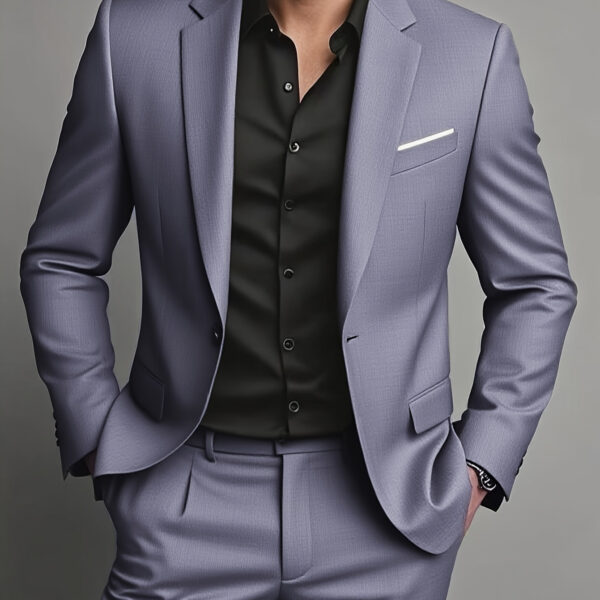 The Newness Executive: Modern Men's Formal Suit in charcoal grey, impeccably tailored for a sharp, modern look.