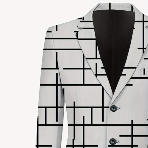 The Architect Geometric Print Blazer from Newness. A modern, chic blazer featuring a striking geometric print, perfect for any occasion.