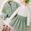 Adorable girl wearing Newness Spring Meadow Girls Suit Set a stylish outfit perfect for spring fall or winter
