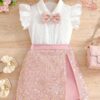 Adorable girls summer outfit Newnesss Summer Sparkle two piece set features a stylish top and coordinating bottom perfect for parties weddings or any special occasion