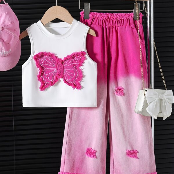 Stylish ombre pants set in sunset hues for girls, perfect for summer. Trendy kids' fashion from Newness.